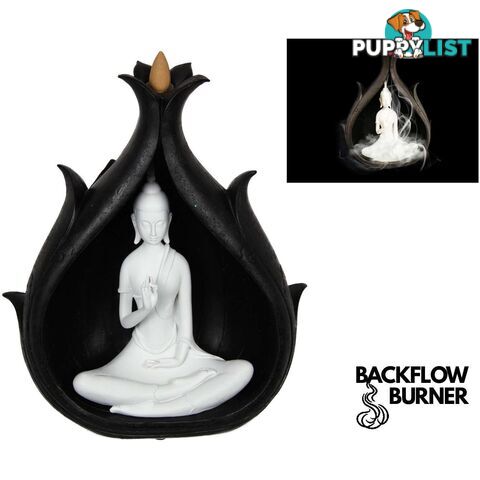 White Rulai Buddha Meditating in Backlow Cave 28cm - 9319844623858