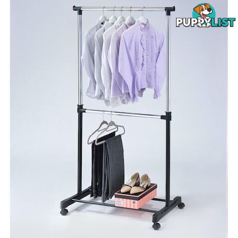 Garment Rack Adjustable Stainless Steel Twin Garment Rack 84x43x168cm - 9328644030155