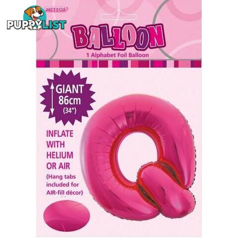 Hot Pink Q Alphabet Foil Balloon 86cm (34) - 9311965431466