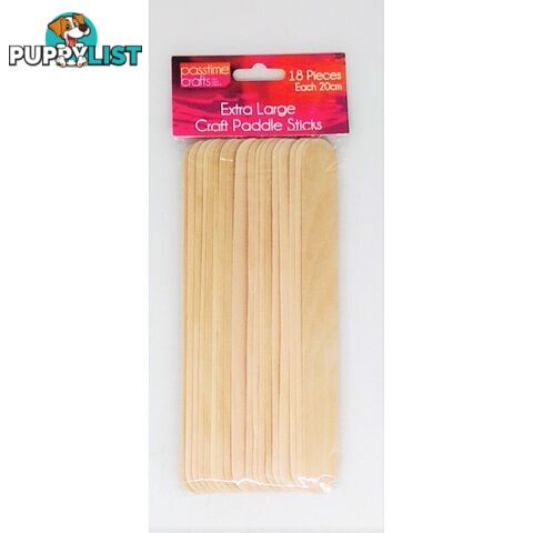 Wood Jumbo Paddle Sticks 20cm 18 Pack - 9348291003098