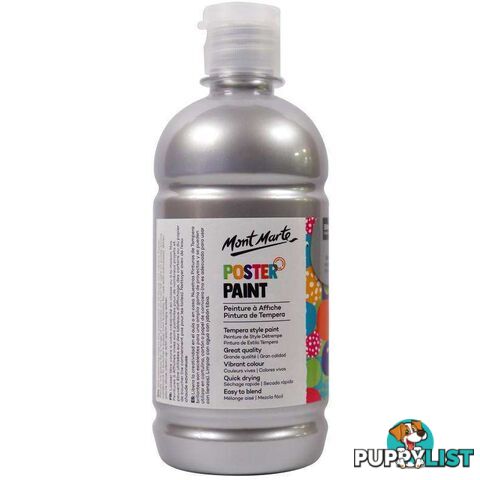 Mont Marte Poster Paint Silver 500ml - 9328577020797