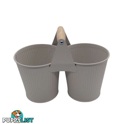 Double Bucket with Handle Cream 25.5x13x14cm High - 800589