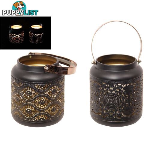 Black & Gold Moroccan Lantern 2 Assorted 23cm - 9319844609425