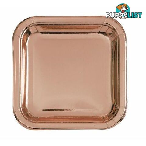 Rose Gold Foil 10X 17.7cm (7) Square Paper Plates - 9311965963448