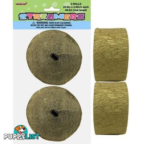 Crepe Streamers Gold 2 x 24m (81ft) - 9311965630906