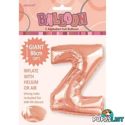 Rose Gold Z Alphabet Foil Balloon 86cm (34) - 9311965429456