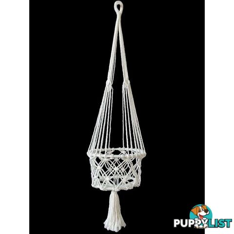 White Macrame Pot Holder 100cm - 9319844593113