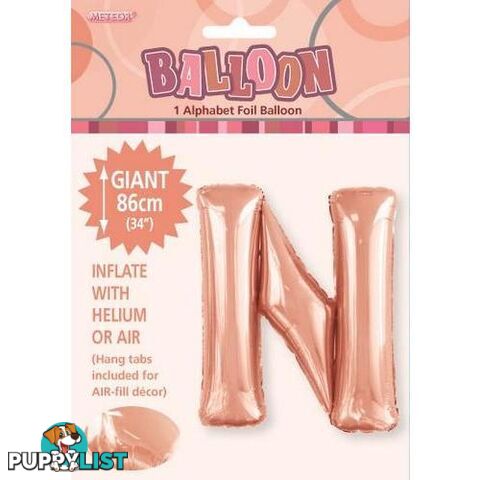 Rose Gold N Alphabet Foil Balloon 86cm (34) - 9311965429333