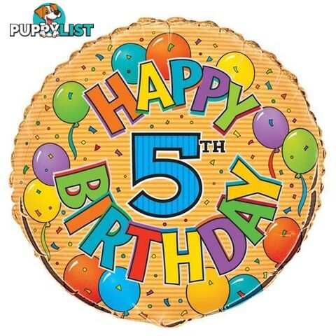 5th Birthday 45cm (18) Foil Balloon Packaged - 011179532094