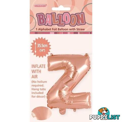 Rose Gold Z Alphabet Foil Balloon 35cm (14) - 9311965447757