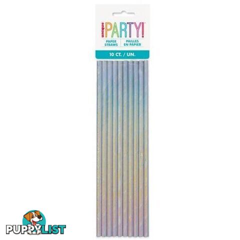 Iridescent 10 Paper Straws - 011179539406