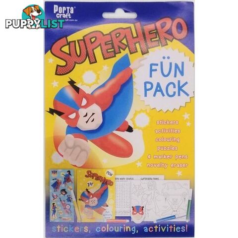 Superhero Fun Pack Stickers Colouring and Activities - 9332365143773