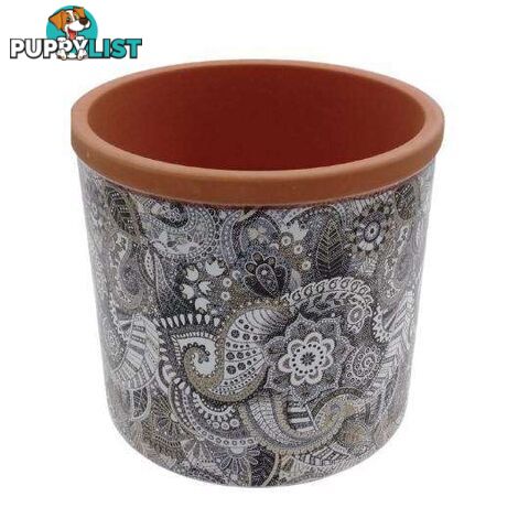 Large Pot Mosaic Range 16x14cm Silver Paisley Design - 801050