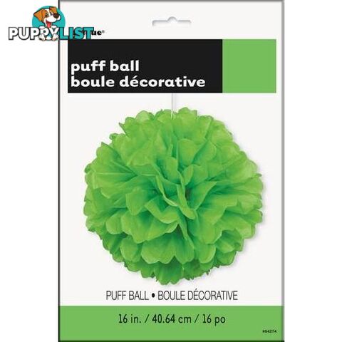 Puff Ball Decor Lime Green 40cm (16) - 011179642748