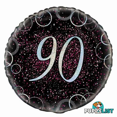 Glitz Pink 90th Birthday 45cm (18) Foil Balloon Packaged - 011179558018