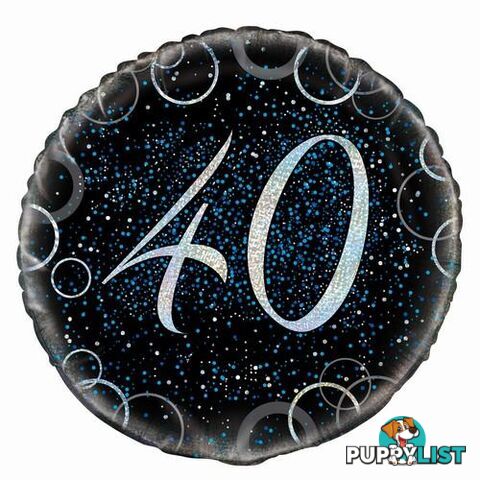 Glitz Blue 40th Birthday 45cm (18) Foil Balloon Packaged - 011179558094