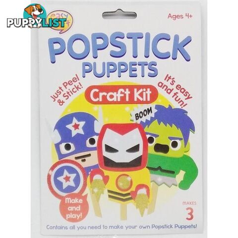 Lollipop Popstick Puppet Craft Kit 3 in a Pk - 9332365128572