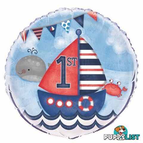 Nautical 1st Birthday 45cm (18) Foil Balloon Packaged - 011179581870