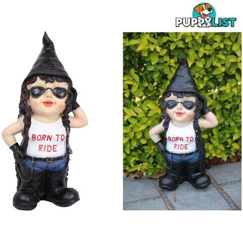 Born To Ride Biker Chick Garden Gnome 33cm - 9319844530910