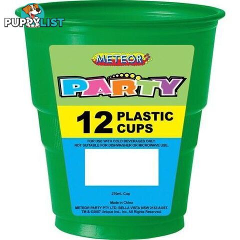 Emerald Green 12 x 270ml (9oz) Plastic Cups - 9311965320654