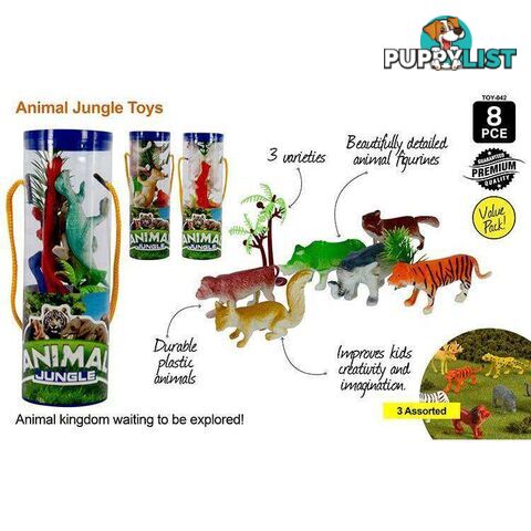 Animals Assorted in Cylinder 8pce - 9315892255713