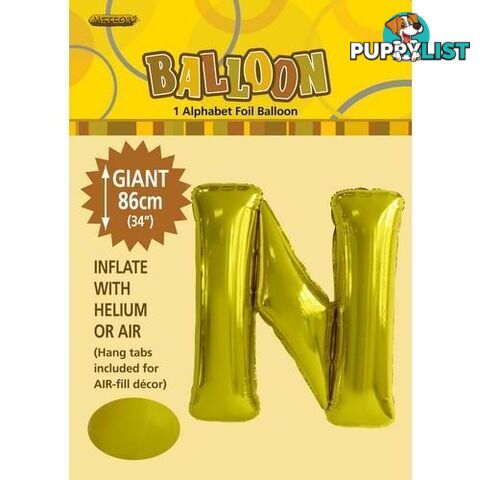 Gold N Alphabet Foil Balloon 86cm (34) - 9311965431732