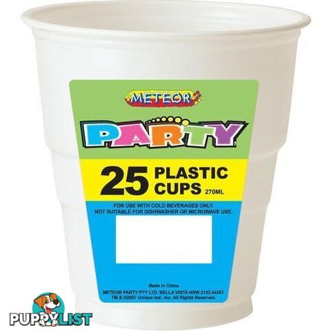 Bright White 25 x 270ml (9oz) Plastic Cups - 9311965300830