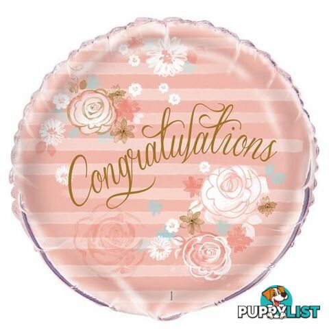 Floral Congratulations 45cm (18) Foil Balloon Packaged - 011179539963