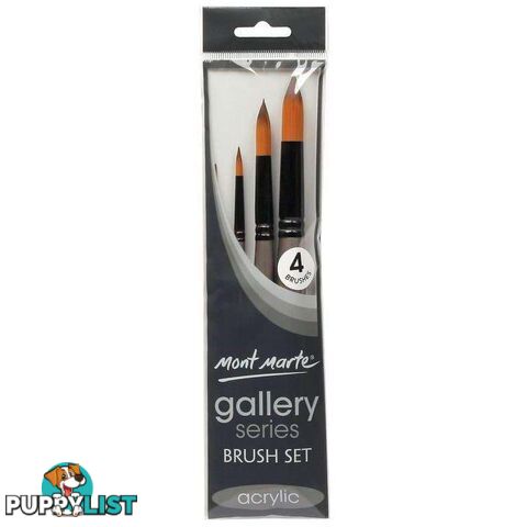 Mont Marte Gallery Series Brush Set Acrylic 4pcs - 9328577016790