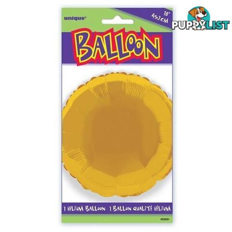 Gold Round 45cm (18) Foil Balloon Packaged - 011179533312