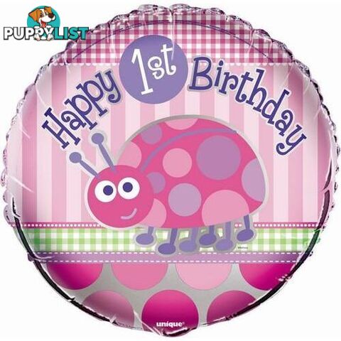 1st Birthday Ladybug 45cm (18) Foil Balloon Packaged - 011179404070