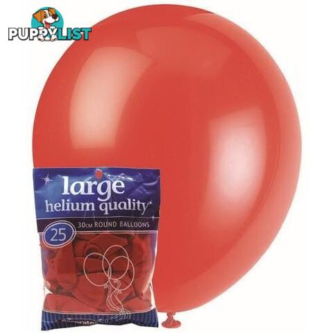 Bright Red - 25 x 30cm (12) Decorator Balloons - 9311965025481