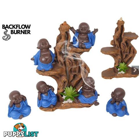 Monk with Blue Robe 10cm 6 Assorted Poses NB Tree not included - 9319844587181