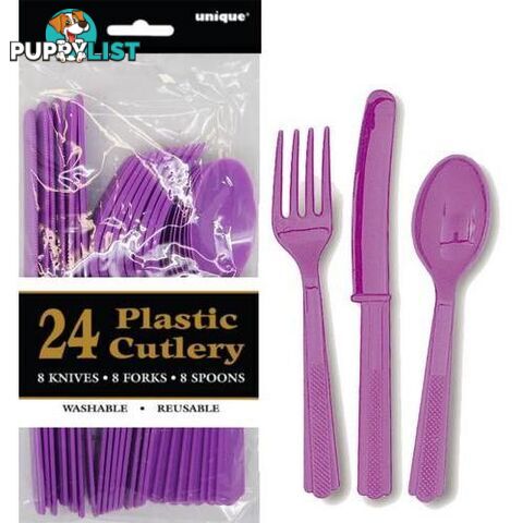 Pretty Purple 24 Assorted Cutlery - 011179385676