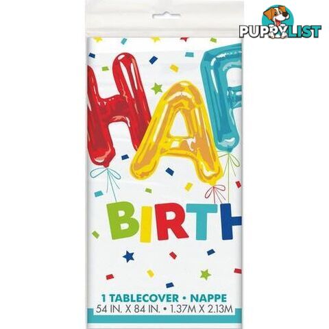 Happy Balloon Printed Tablecover 137cm X 213cm (54 X 84) - 011179731039