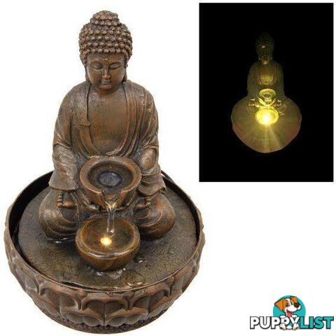 Brown Buddha Fountain with Light 29cm - 9319844631990