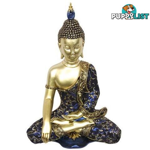 Blue and Gold Sitting Rulai Buddha Statue 35cm - 9319844623902