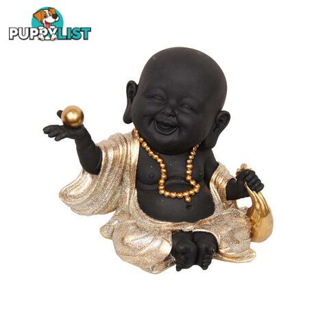 Black Happy Buddha Holding Pearl 18cm - 800273