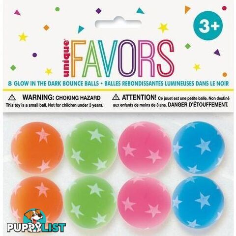 8 Bounce Balls - Glow In the Dark 32.5mm - 011179847266