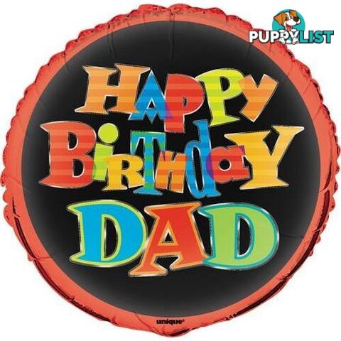 Happy Birthday Dad 45cm (18) Foil Balloon Packaged - 011179544219