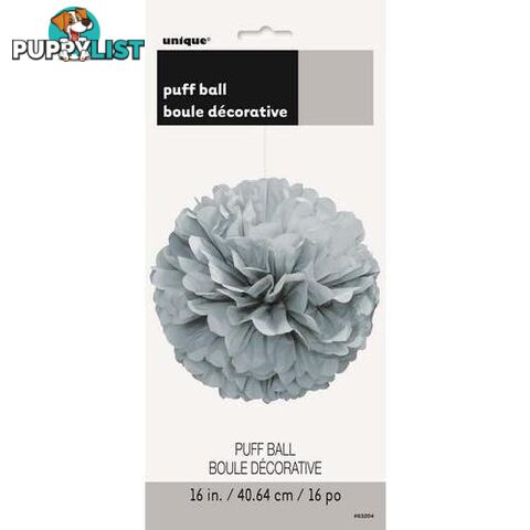 Puff Ball Decor Silver 40cm (16) - 011179632046