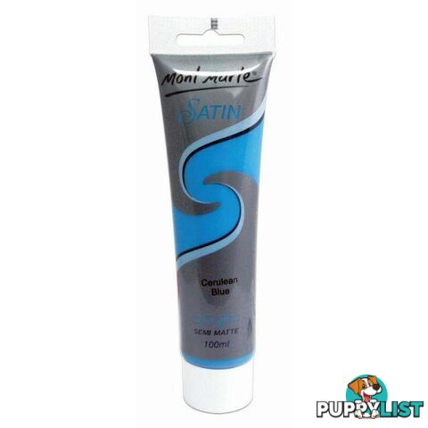 Mont Marte Satin Acrylic Cerulean Blue Semi Matte 100ml - 9328577013904