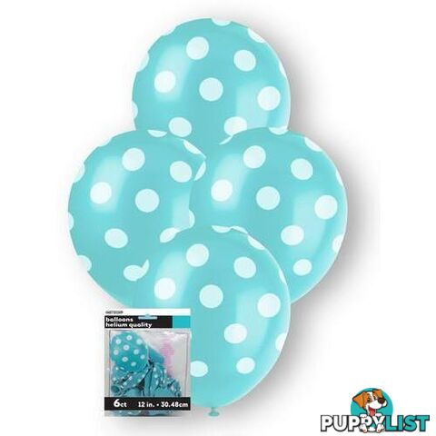 Dots Caribbean Teal 6 x 30cm (12) Balloons - 9311965575962