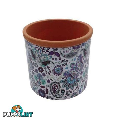 Medium Pot Mosaic Range 14x12cm Purple Paisley Design - 801047