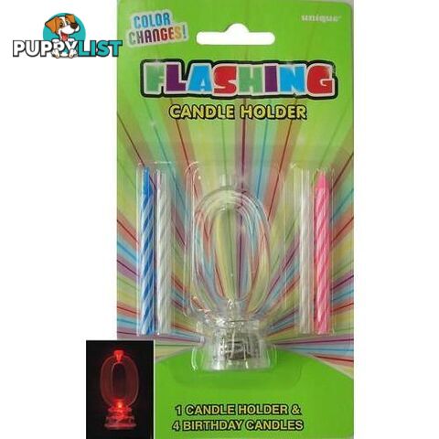 Flashing Birthday Candle In Holder - 0 - 011179375301