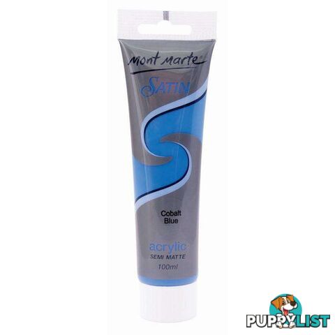 Mont Marte Satin Acrylic Cobalt Blue Semi Matte 100ml - 9328577007224