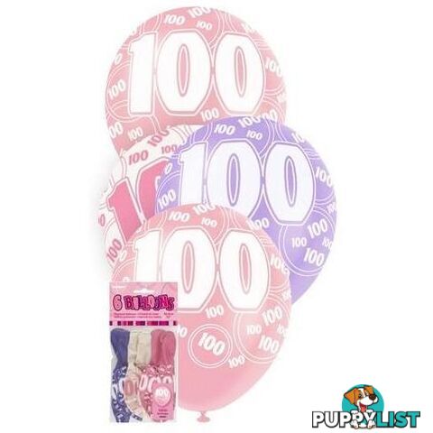 Glitz Pink 6 x 30cm (12) Latex Balloons - 100 - 011179809226