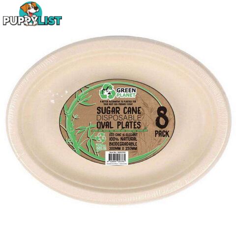 Sugar Cane Party Disposable Oval Plates 8 Pack - 9328644053765