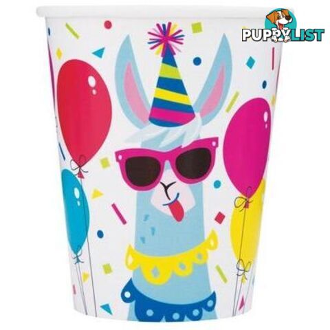 Llama Birthday 8 x 270mL (9oz) Paper Cups - 011179732265