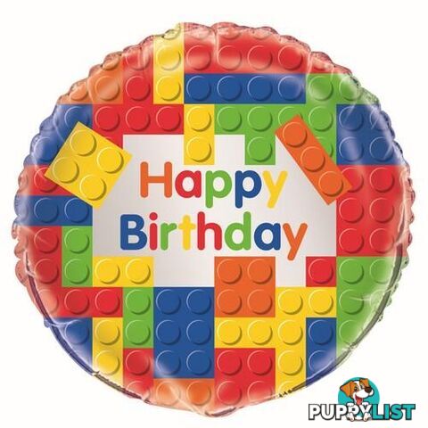 Building Blocks Birthday 45cm (18) Foil Balloon Packaged - 011179582471